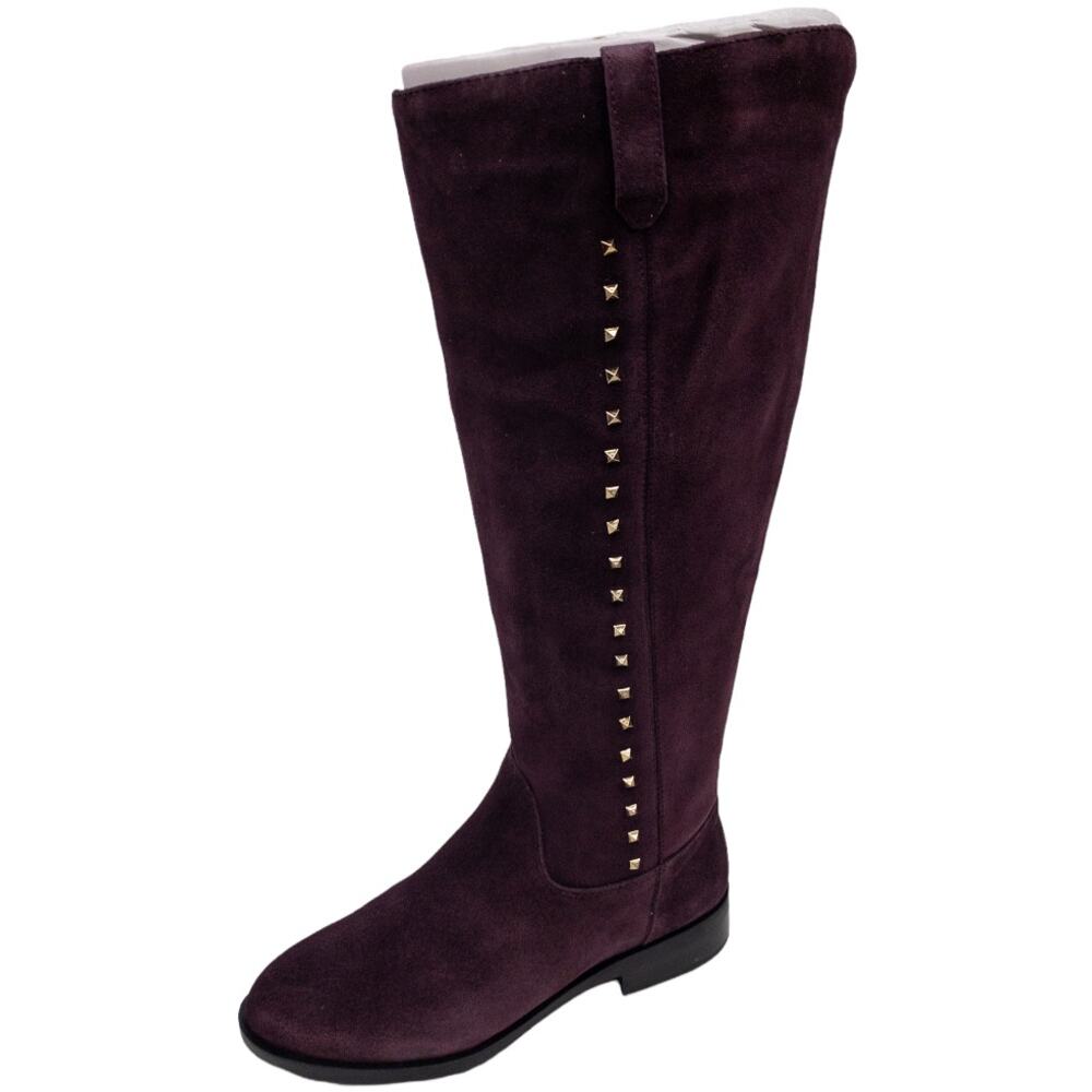 Marc Fisher Secrit Wide Calf Leather Tall Riding Boot Wine Red Suede Women's 5
